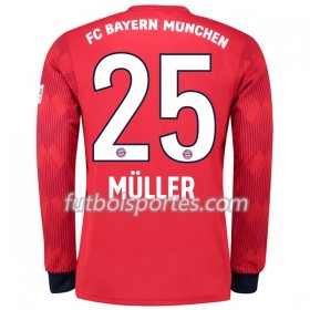 Camisetas Bayern de Múnich Muller 25 Primera Equipacion 2018/2019 Manga Larga